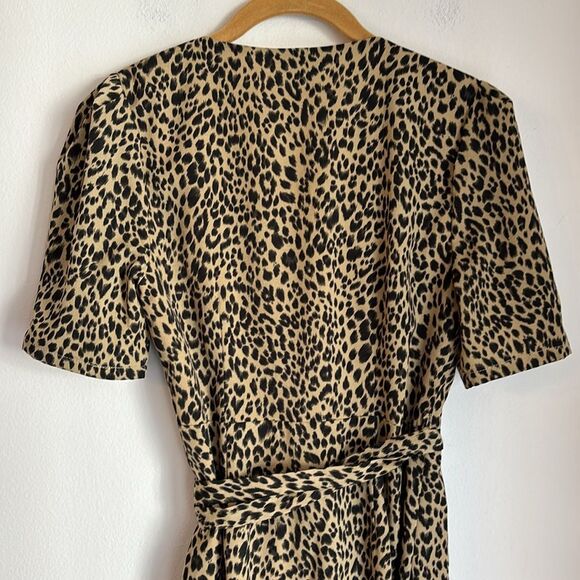 AQUA Women Leopard Print animal print short sleeve sexy Wrap Dress V-Neck XS NWT - Picture 10 of 11